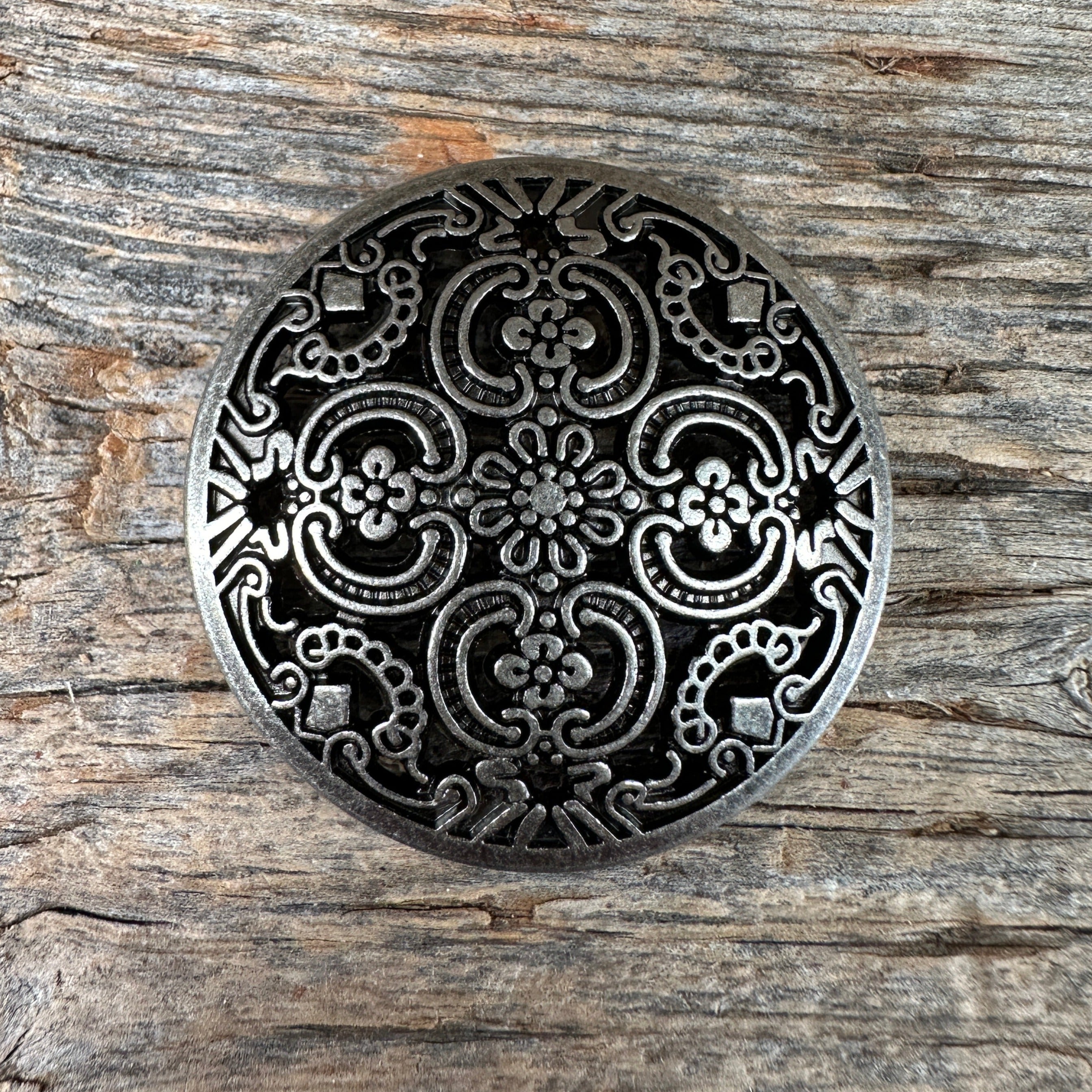 Antique Silver Floral Engraved Concho 1.5"  W225L