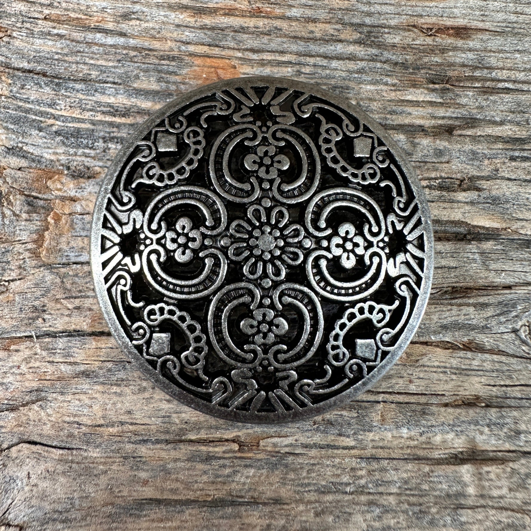 Antique Silver Floral Engraved Concho 1.5"  W225L