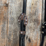 Black Oil Floral Jet and Stars Browband/One Ear Breastcollar Tack Set #BBBC679