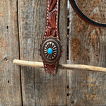Medium Oil V Brow Oval Turquoise Browband & Breastcollar Tack Set #BBBC682