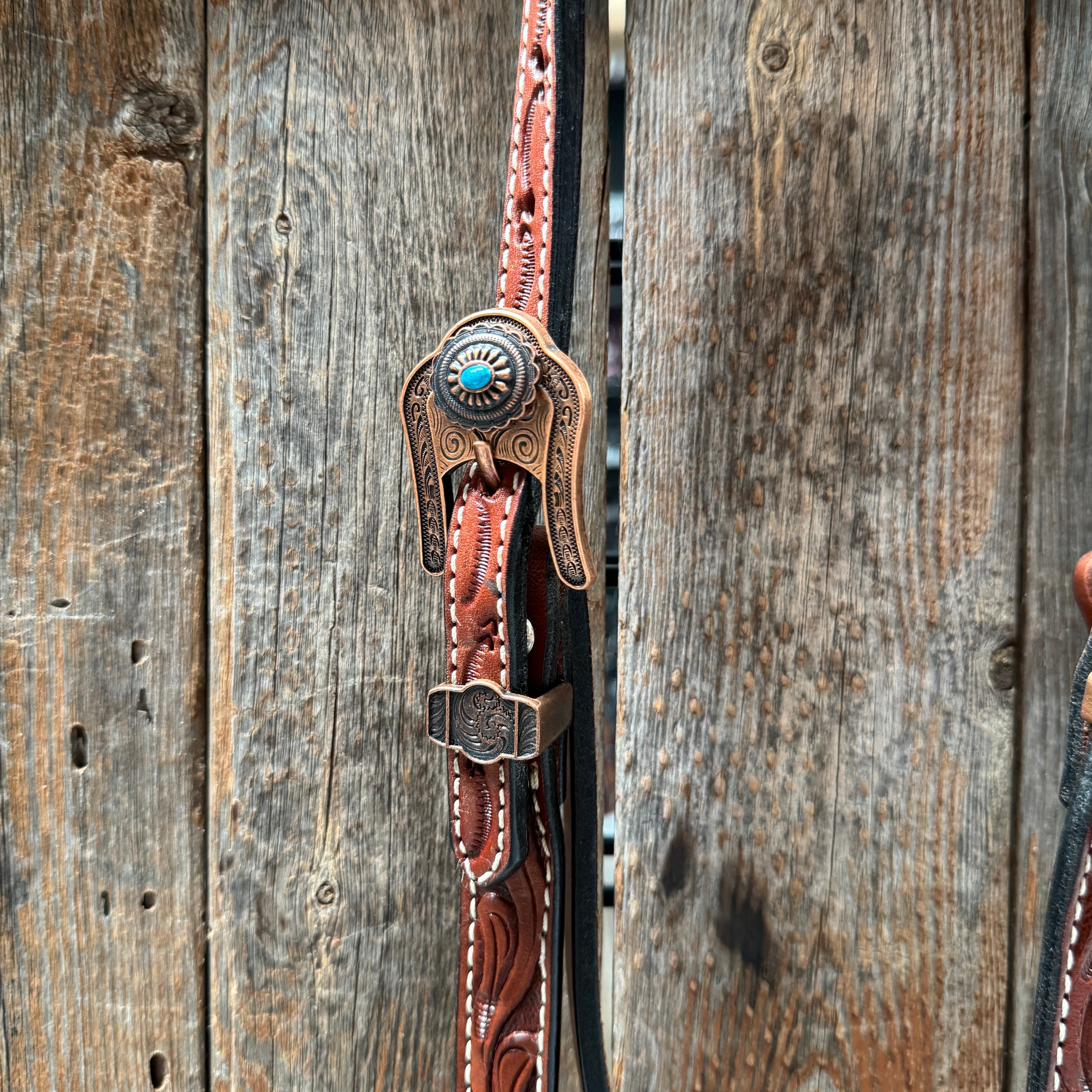 Medium Oil V Brow Oval Turquoise Browband & Breastcollar Tack Set #BBBC682