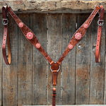 Light Oil V Brow Pink Flower Browband & Breastcollar Tack Set #BBBC680