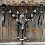 Black Oil V Brow Clear Browband & Breastcollar Tack Set #BBBC683