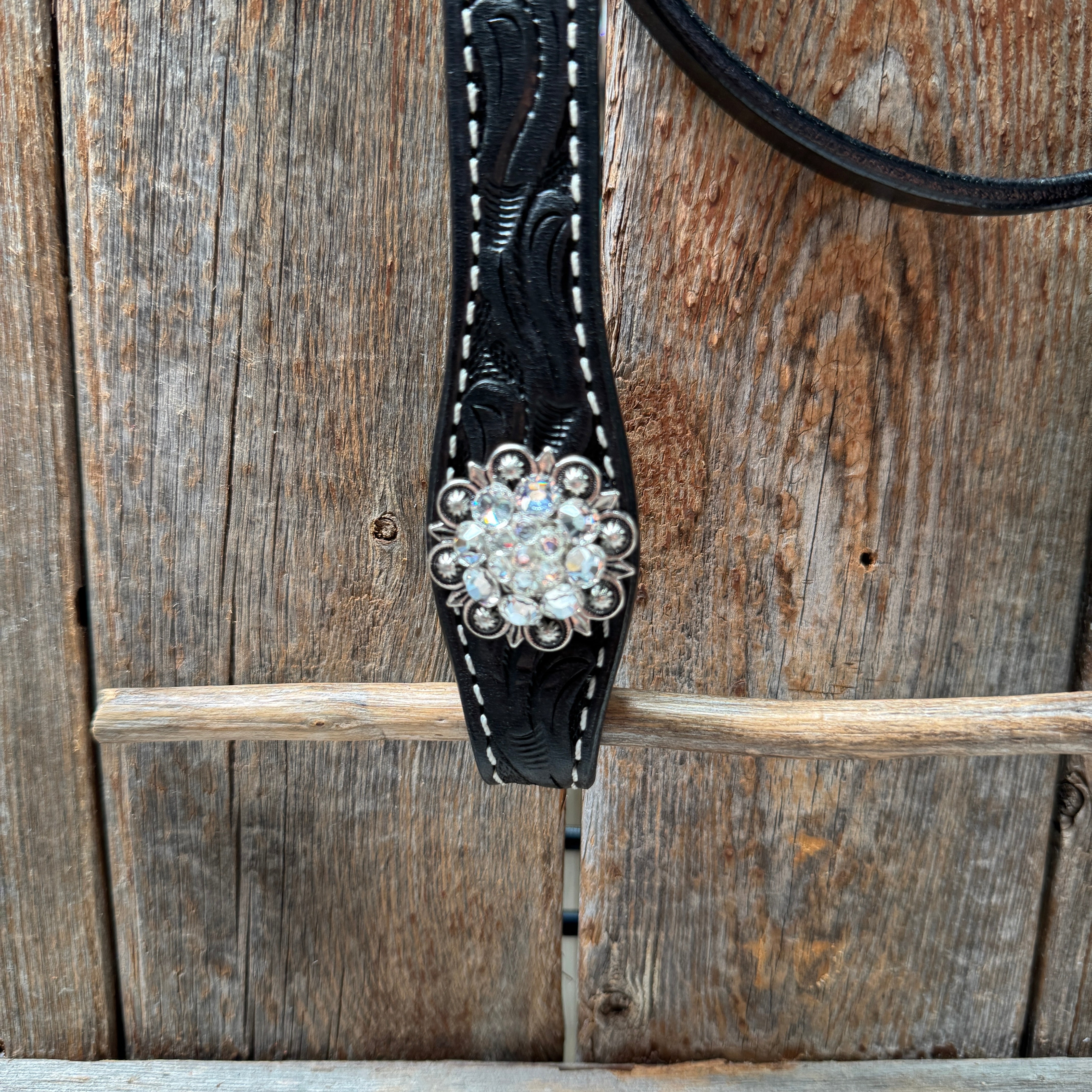 Black Oil V Brow Clear Browband & Breastcollar Tack Set #BBBC683
