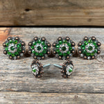 Copper Fern and Clear Saddle Conchos