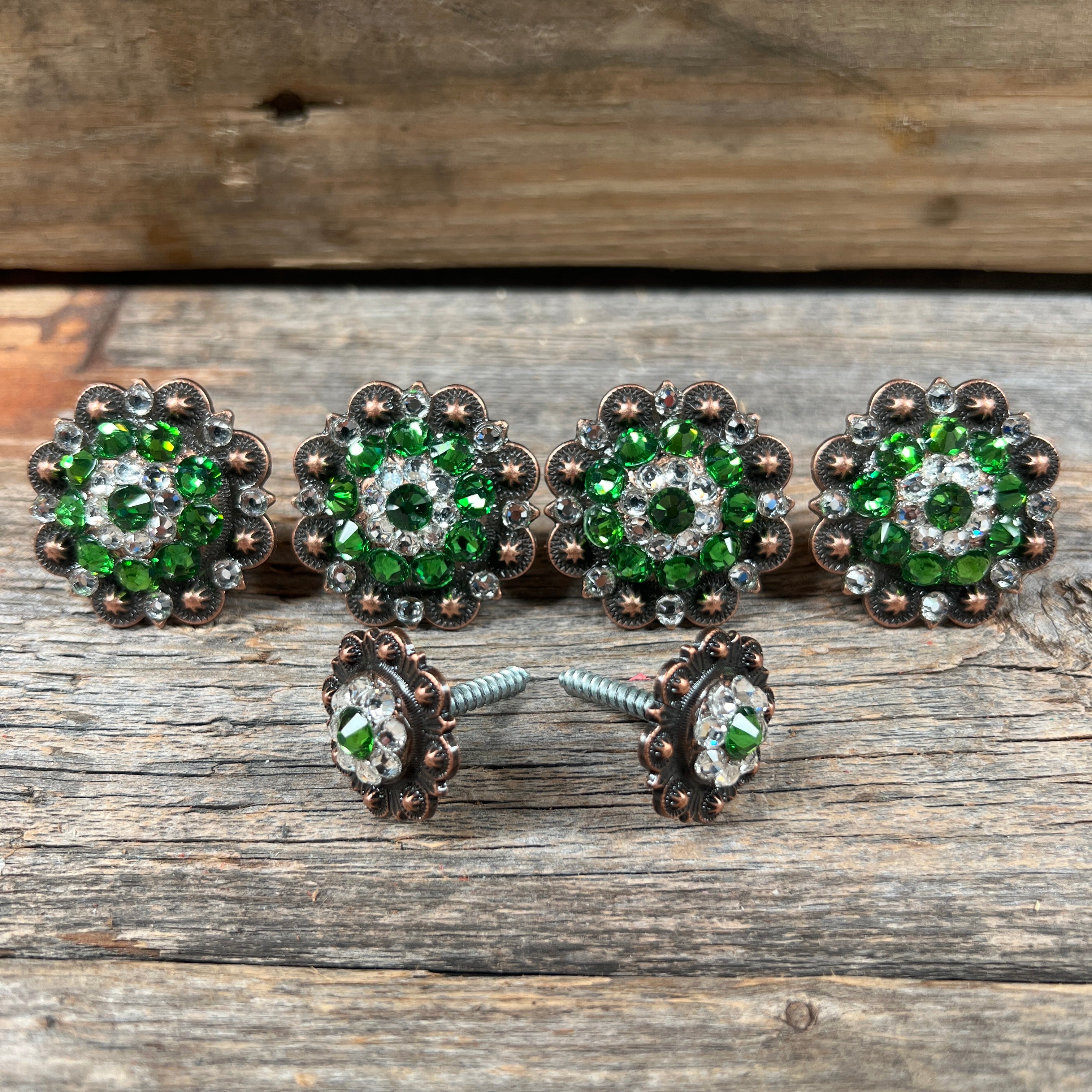Copper Fern and Clear Saddle Conchos