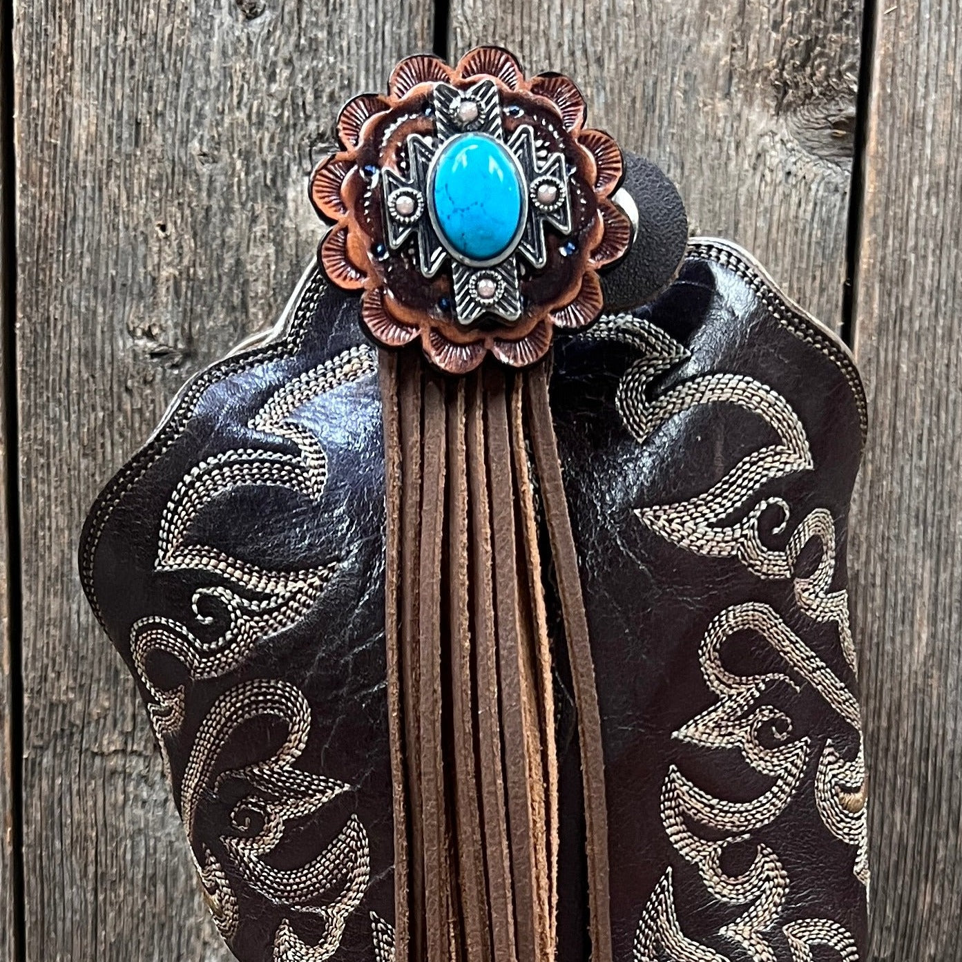 Boot Cuff Jewelry - South West Turquoise Concho - Fringe