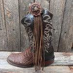 Boot Cuff Jewelry - Jet, Champagne and Topaz Concho - Fringe
