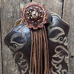 Boot Cuff Jewelry - Jet, Champagne and Topaz Concho - Fringe