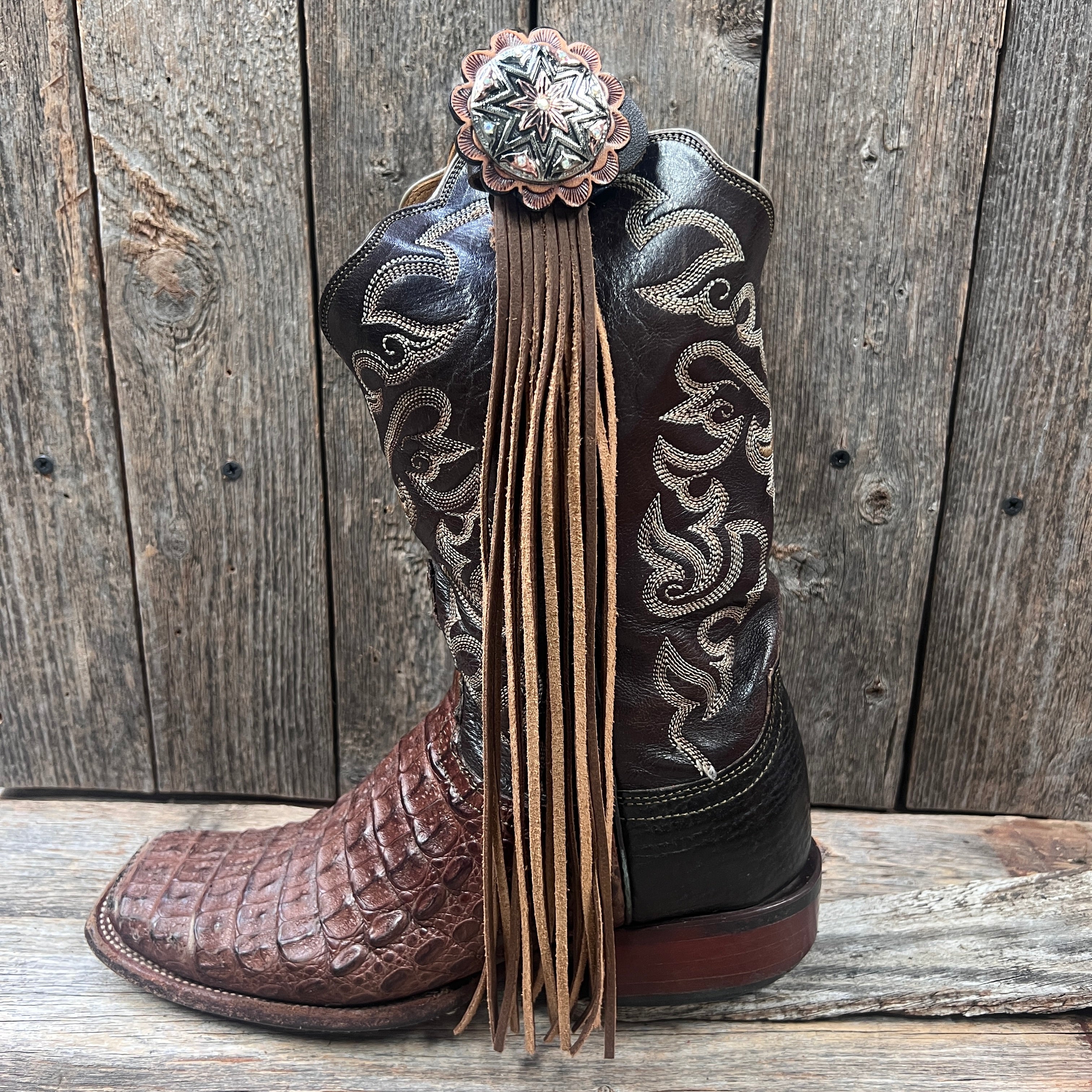 Boot Cuff Jewelry - Starburst Flower Concho - Fringe