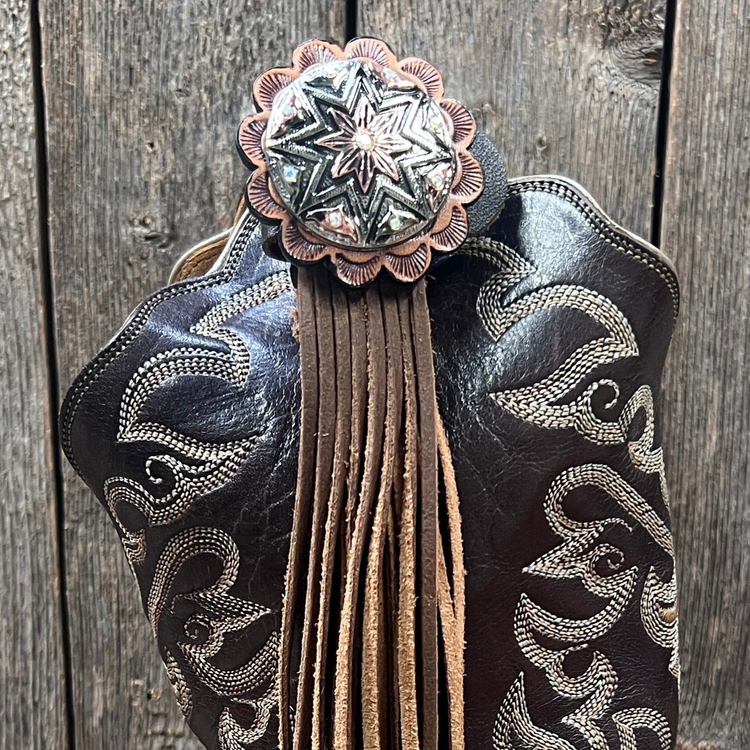Boot Cuff Jewelry - Starburst Flower Concho - Fringe