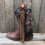 Boot Cuff Jewelry - Copper Fashion Coral and Clear Concho - Fringe