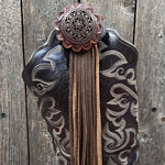 Boot Cuff Jewelry - Copper Intricate Engraved Concho - Fringe