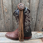 Boot Cuff Jewelry - Copper Dots Concho - Fringe