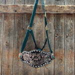 Hunter Green Nylon Horse Halter – Bronc Noseband with Western Conchos NH114