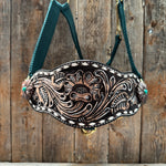 Hunter Green Nylon Horse Halter – Bronc Noseband with Western Conchos NH114