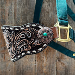 Hunter Green Nylon Horse Halter – Bronc Noseband with Western Conchos NH114