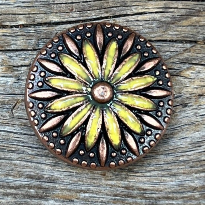 Copper Yellow Daisy Concho 1.5" W229L