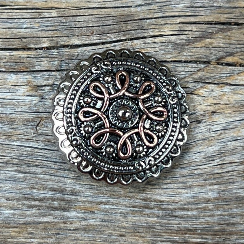 Antique Silver Flower and Loops Concho 1.5" W235L