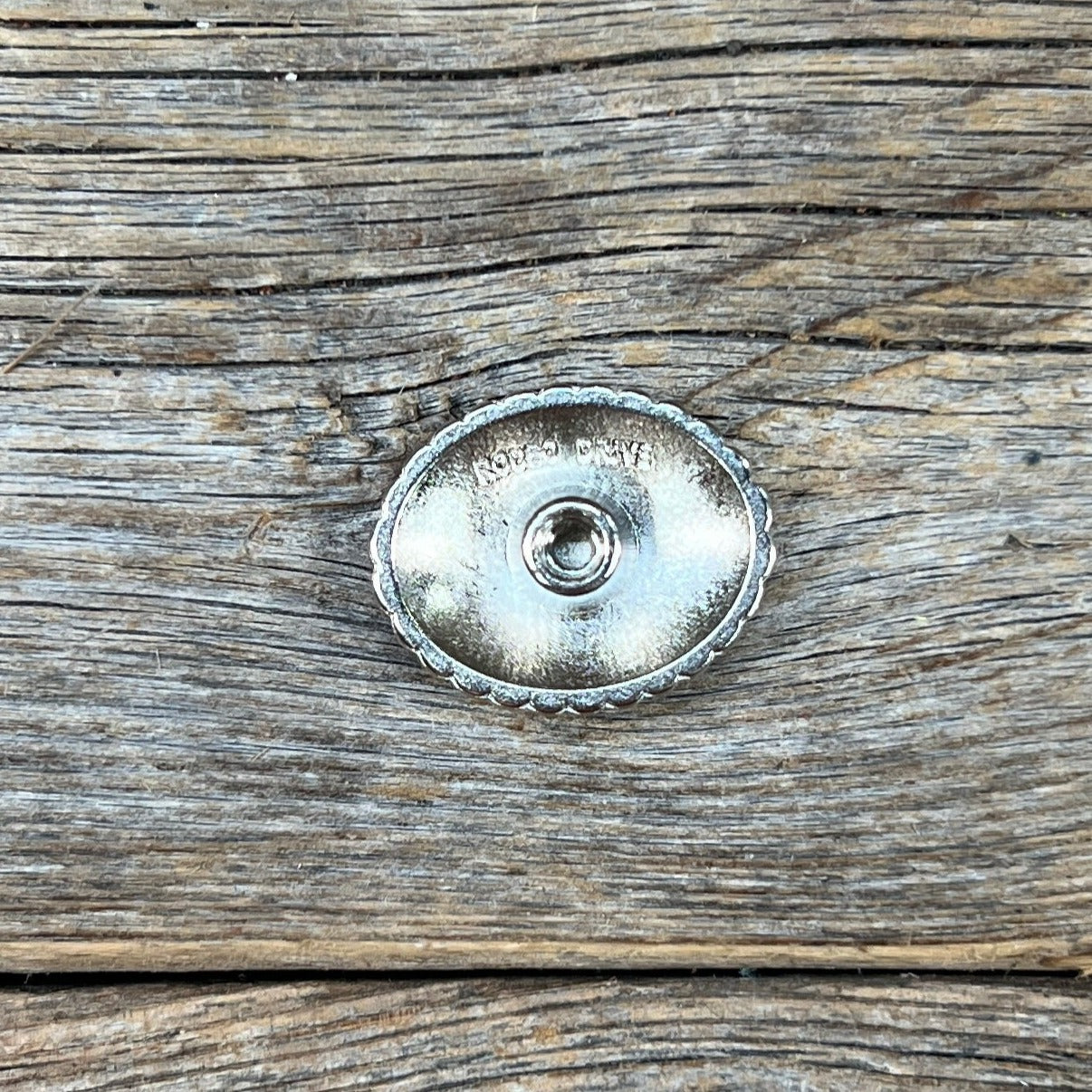 Antique Silver Oval Floral Turquoise Concho 1.5" W237L