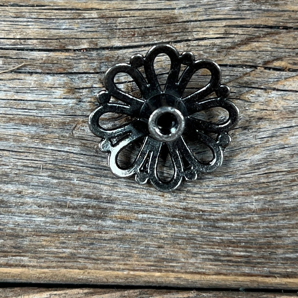 Antique Silver Turquoise Flower Concho 1.5" W231L