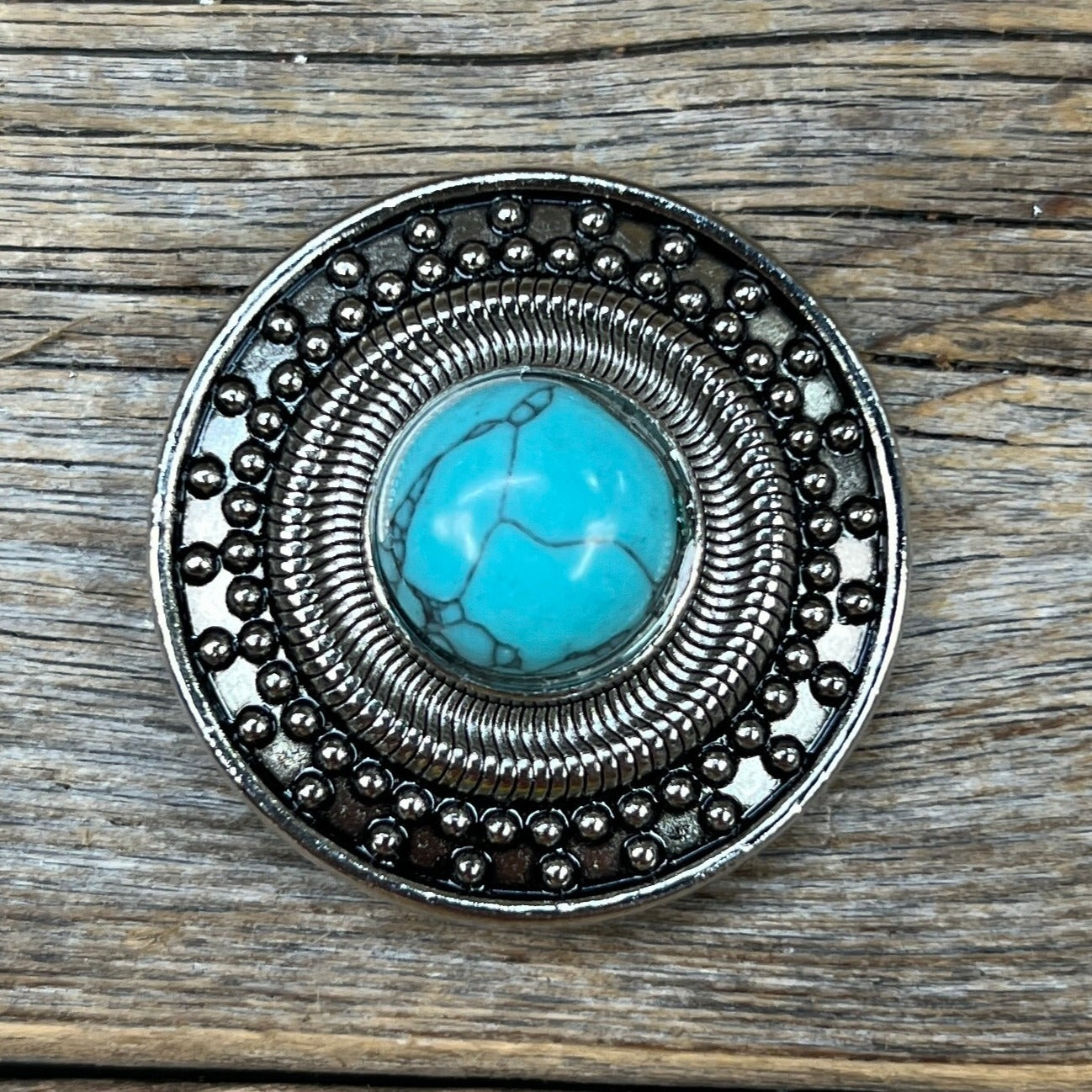 Antique Silver Turquoise Dot Concho 1.5" W232L