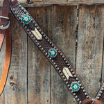 Rawhide Fuchsia, Clear and Emerald One Ear Headstall and Breastcollar Tack Set #OEBC412