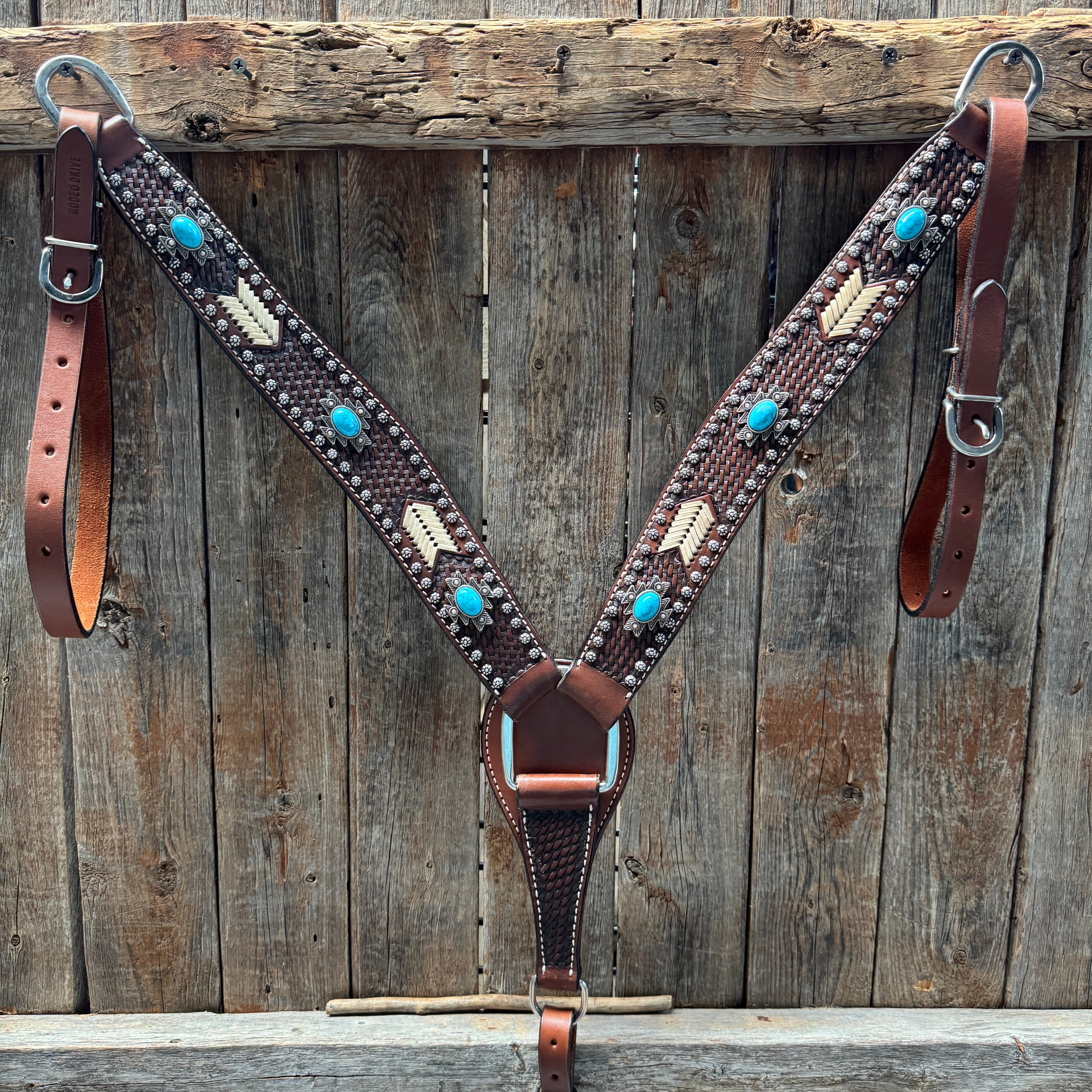 Rawhide South West One Ear Headstall and Breastcollar Tack Set #OEBC409