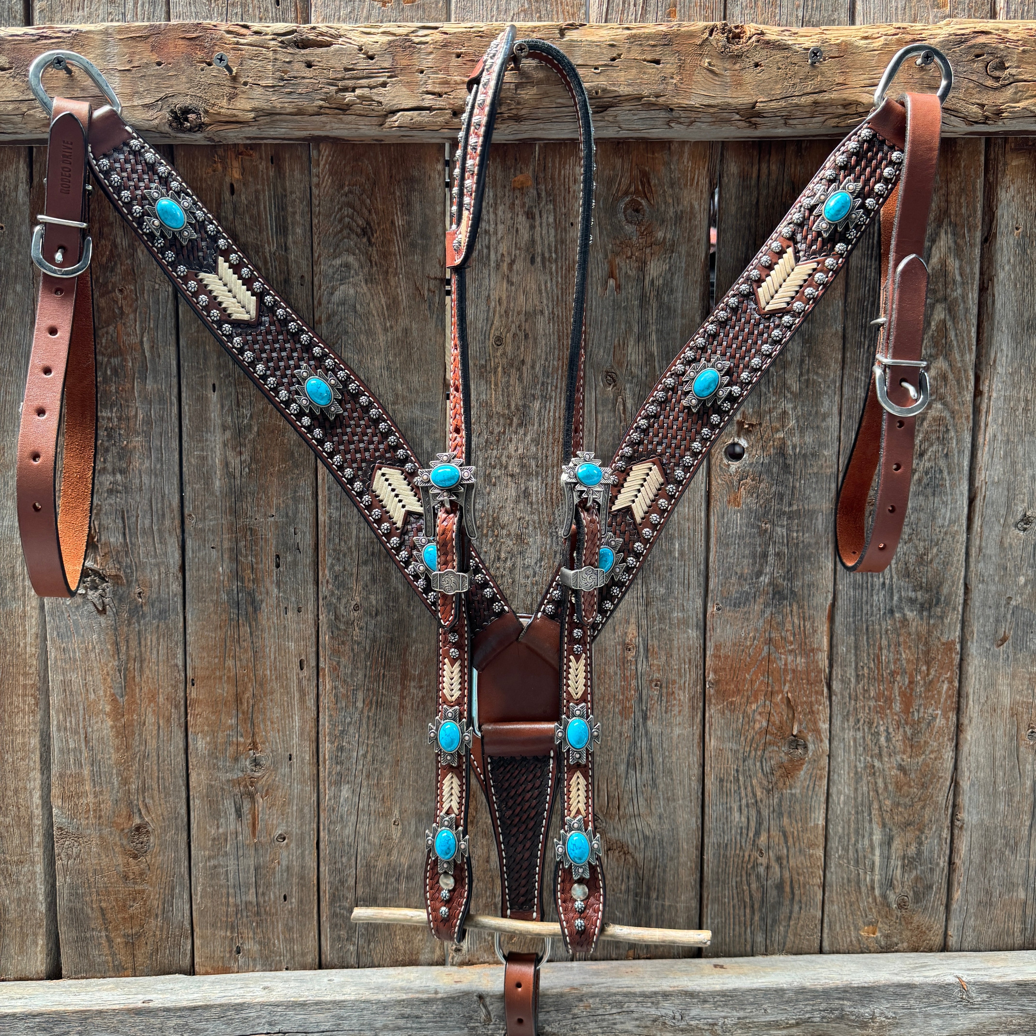 Rawhide South West One Ear Headstall and Breastcollar Tack Set #OEBC409