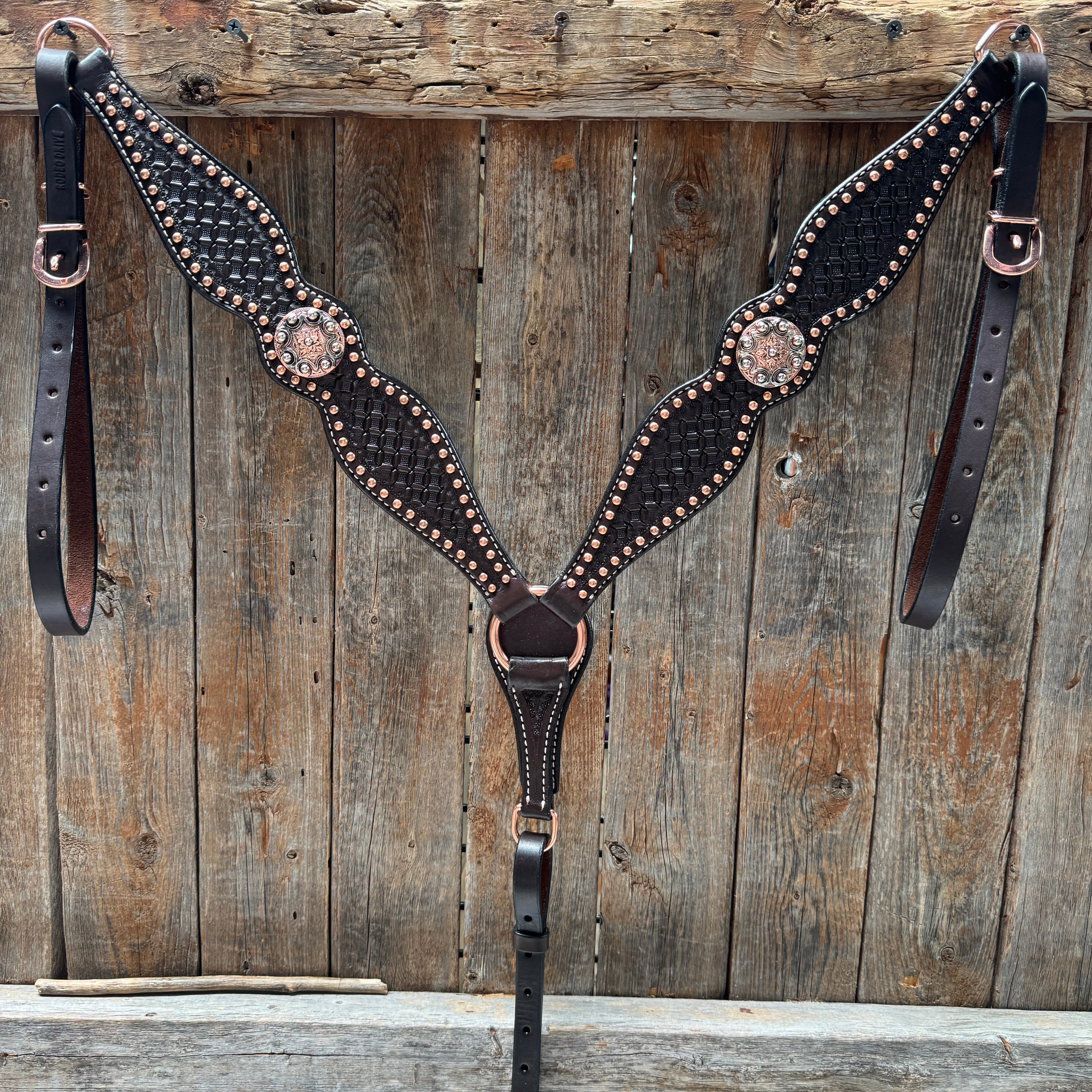 Copper Dot Honeycomb Western Browband / One Ear Tack Set #BBBC418