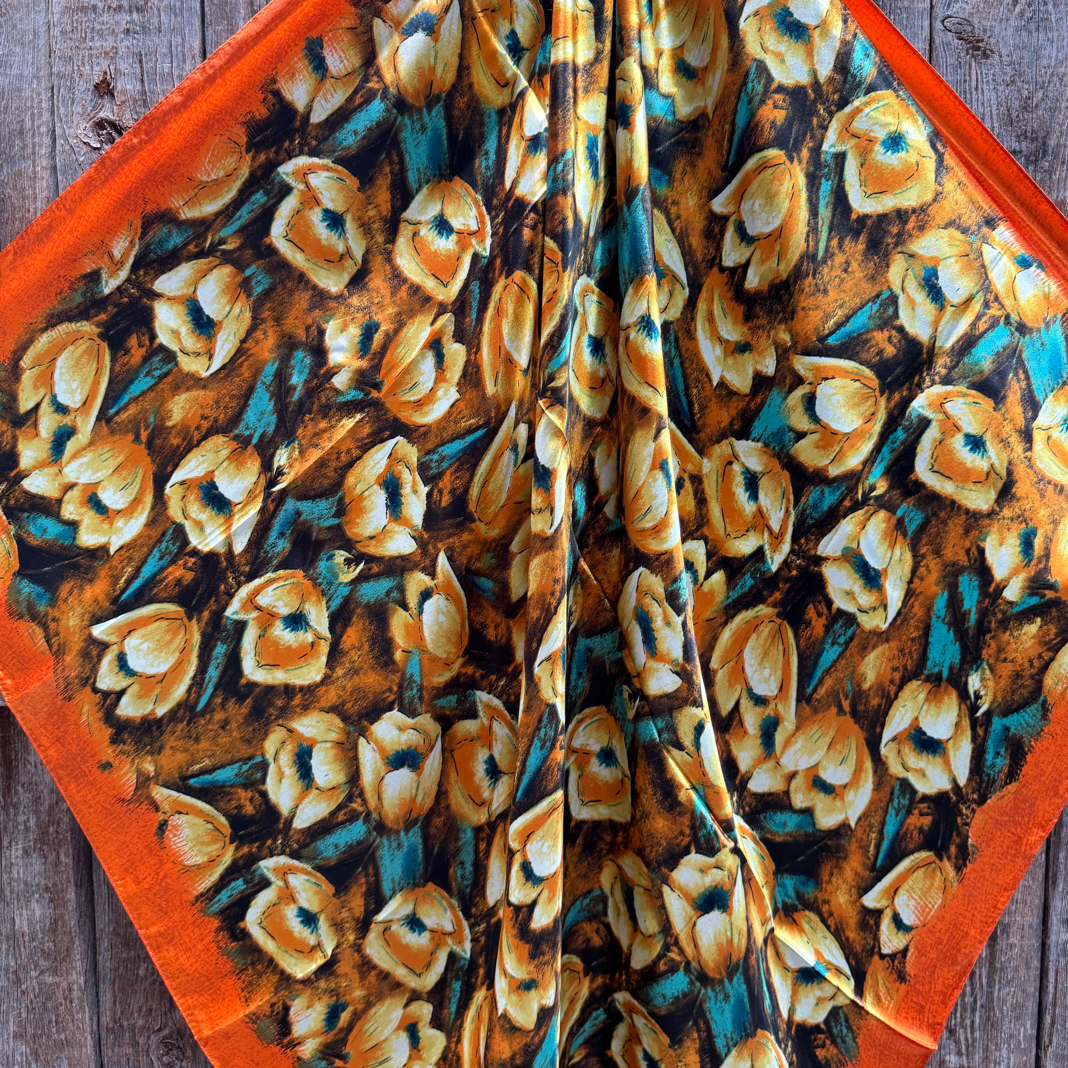 35X35" Orange Floral Wild Rag / Scarf WR3445