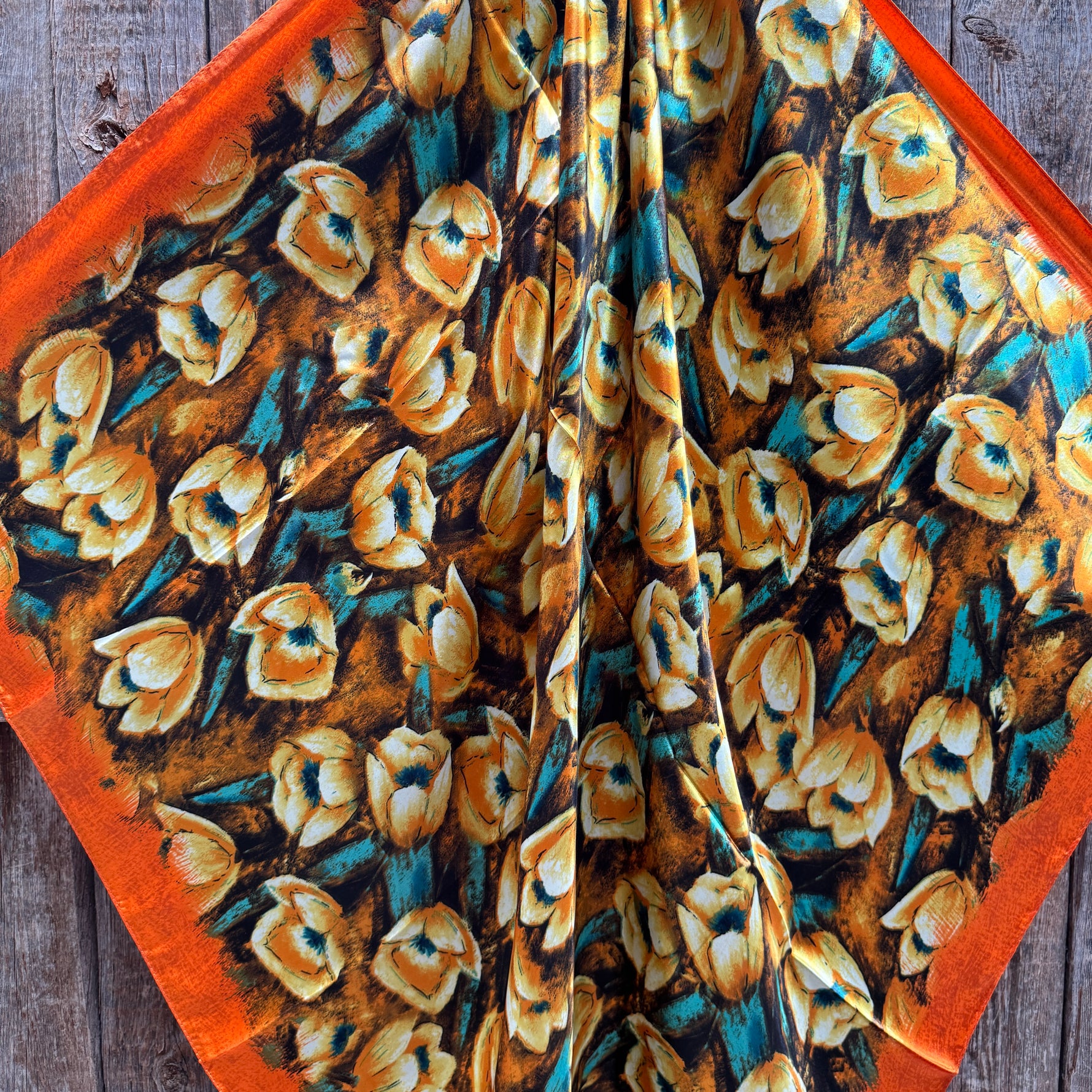 35X35" Orange Floral Wild Rag / Scarf WR3445X