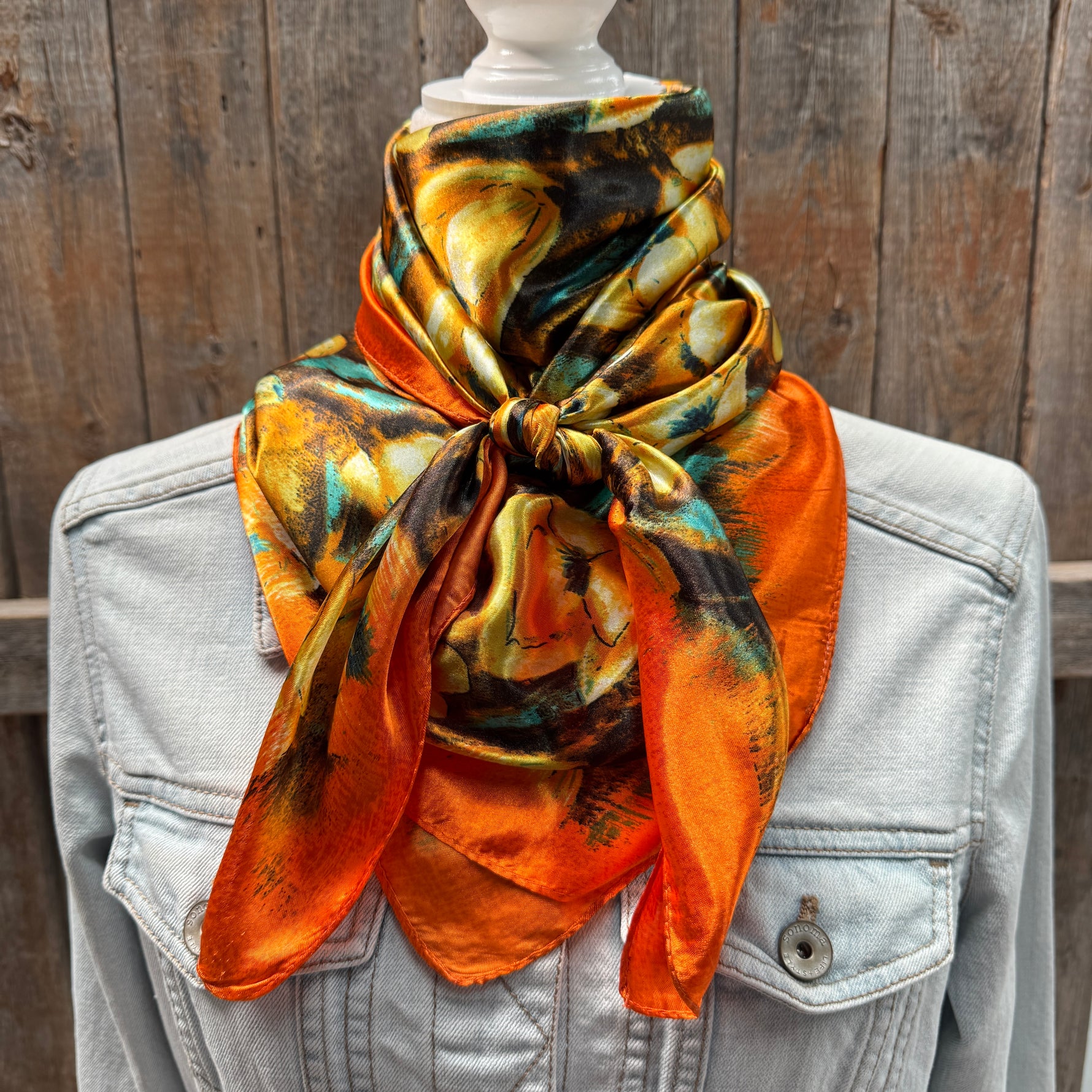 35X35" Orange Floral Wild Rag / Scarf WR3445X