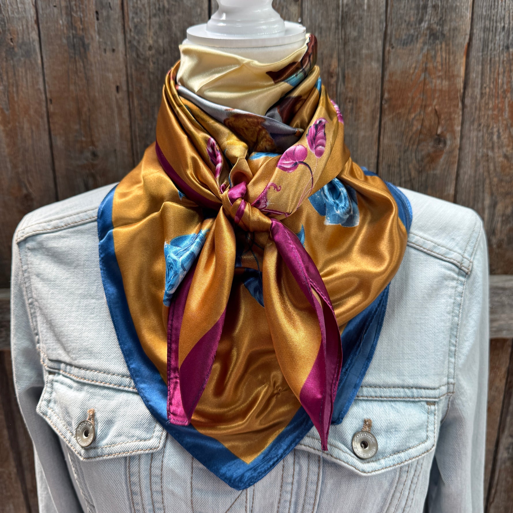 35X35" Purple and Blue Floral Wild Rag / Scarf WR3433X