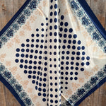 35X35"  Navy and Cream Polka Dot Wild Rag / Scarf WR3161