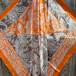 35X35" Orange and Brown Paisley Wild Rag / Scarf WR3159