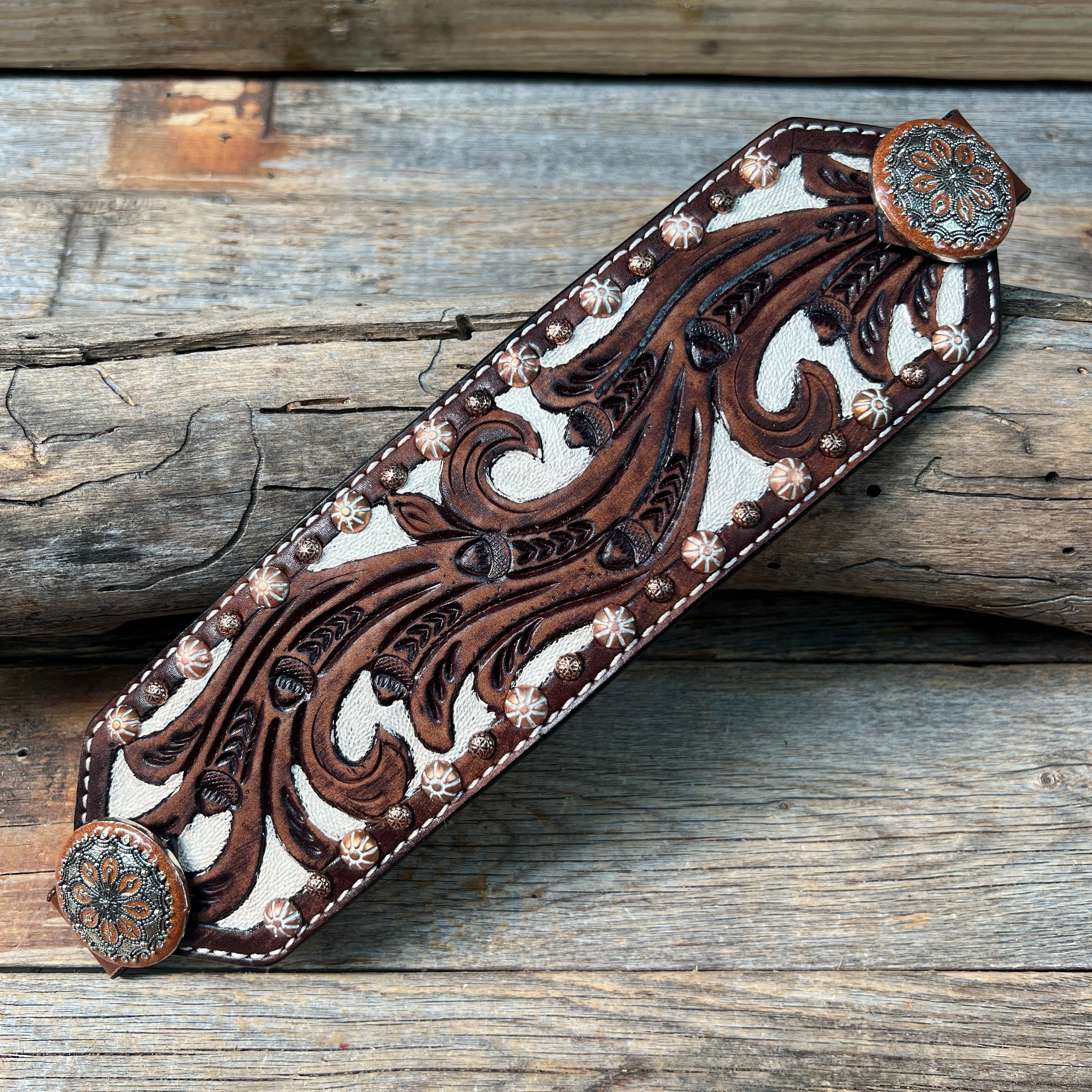 Bronc Noseband With Rust Western Conchos