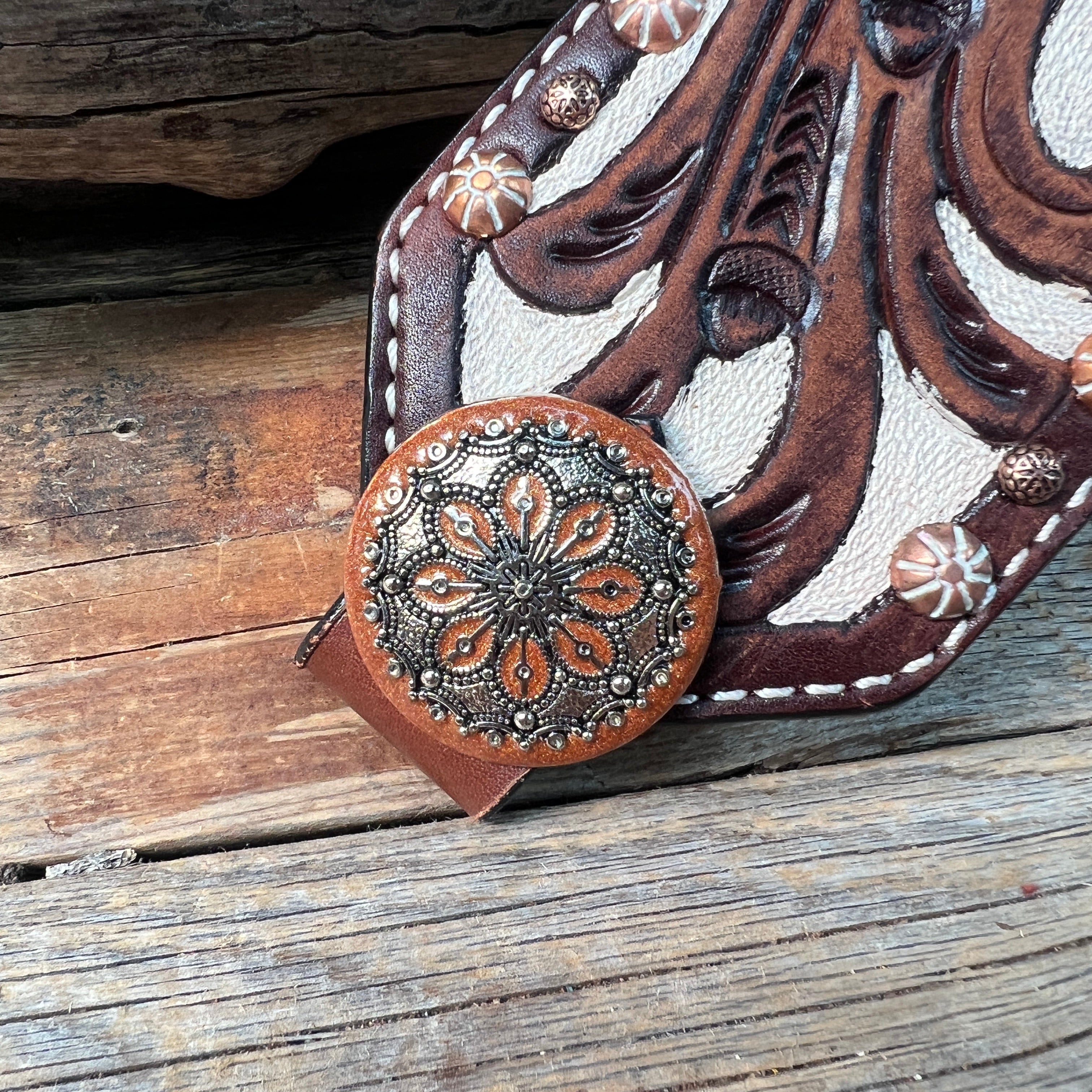 Bronc Noseband With Rust Western Conchos