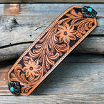 Light Oil Floral Bronc Noseband With Antique Silver Flower Conchos