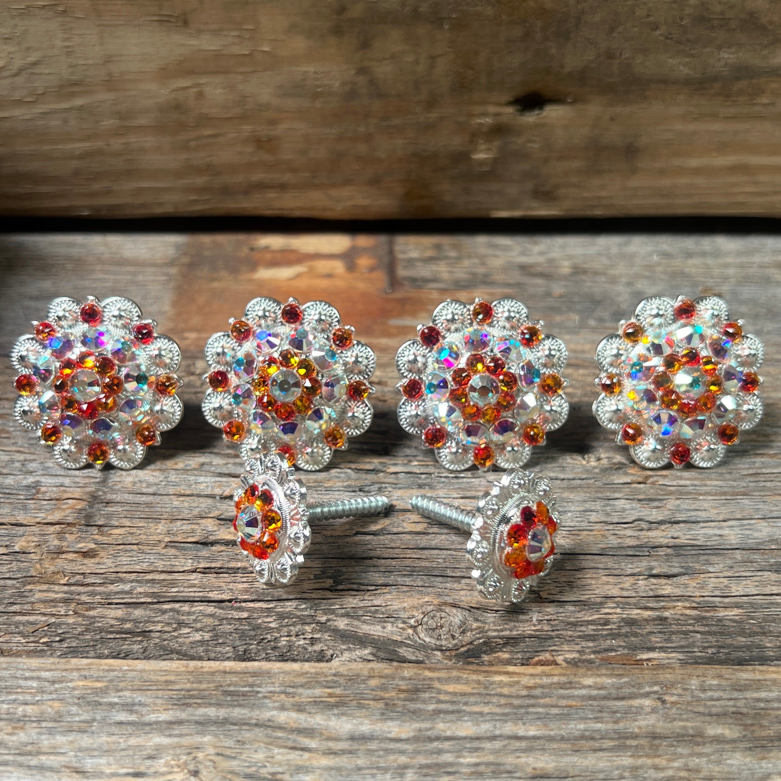 Bright Silver Fire Opal & AB Saddle Conchos
