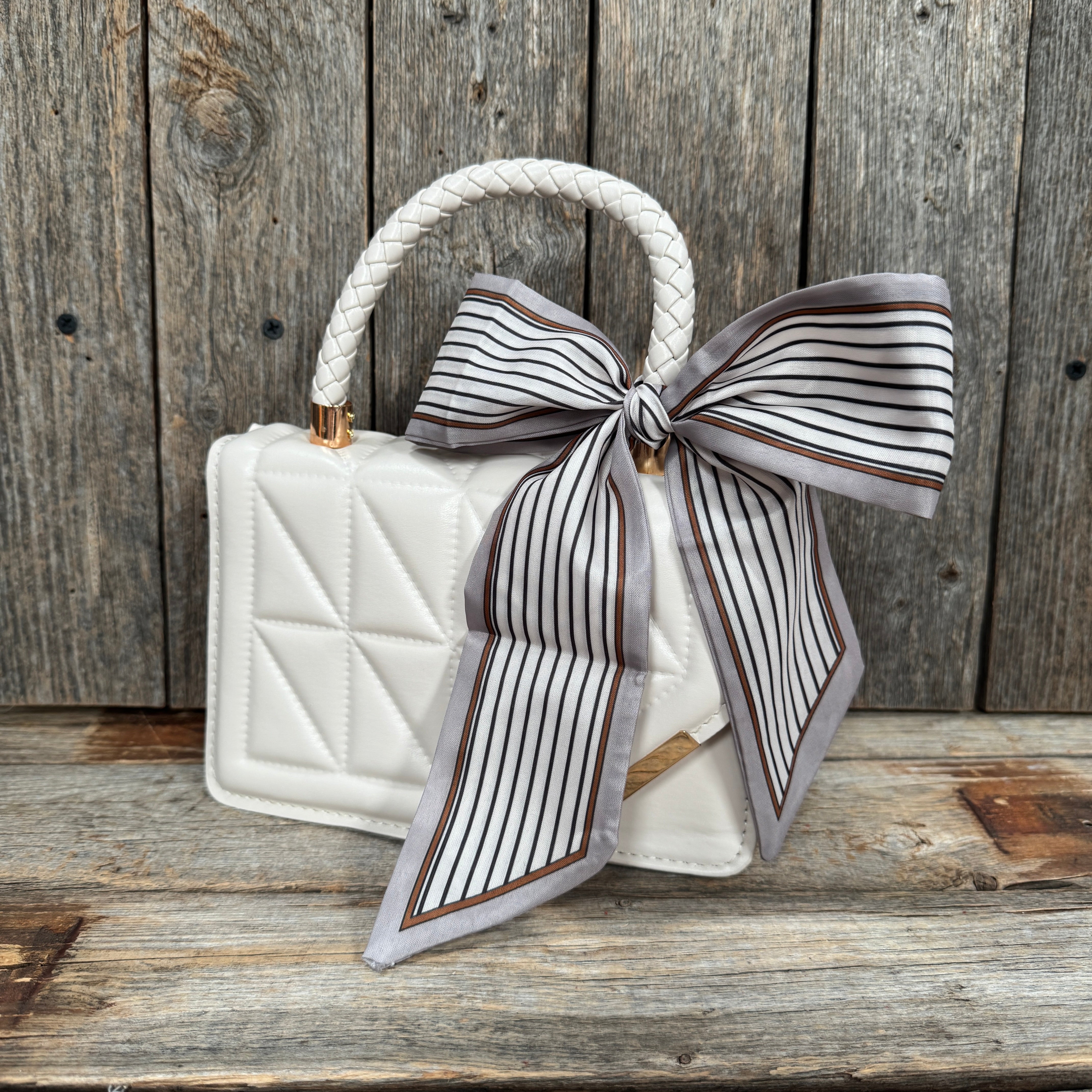 Cream and Brown Western Skinny Mini Wild Rag Scarf / Cowgirl Necktie #TW101