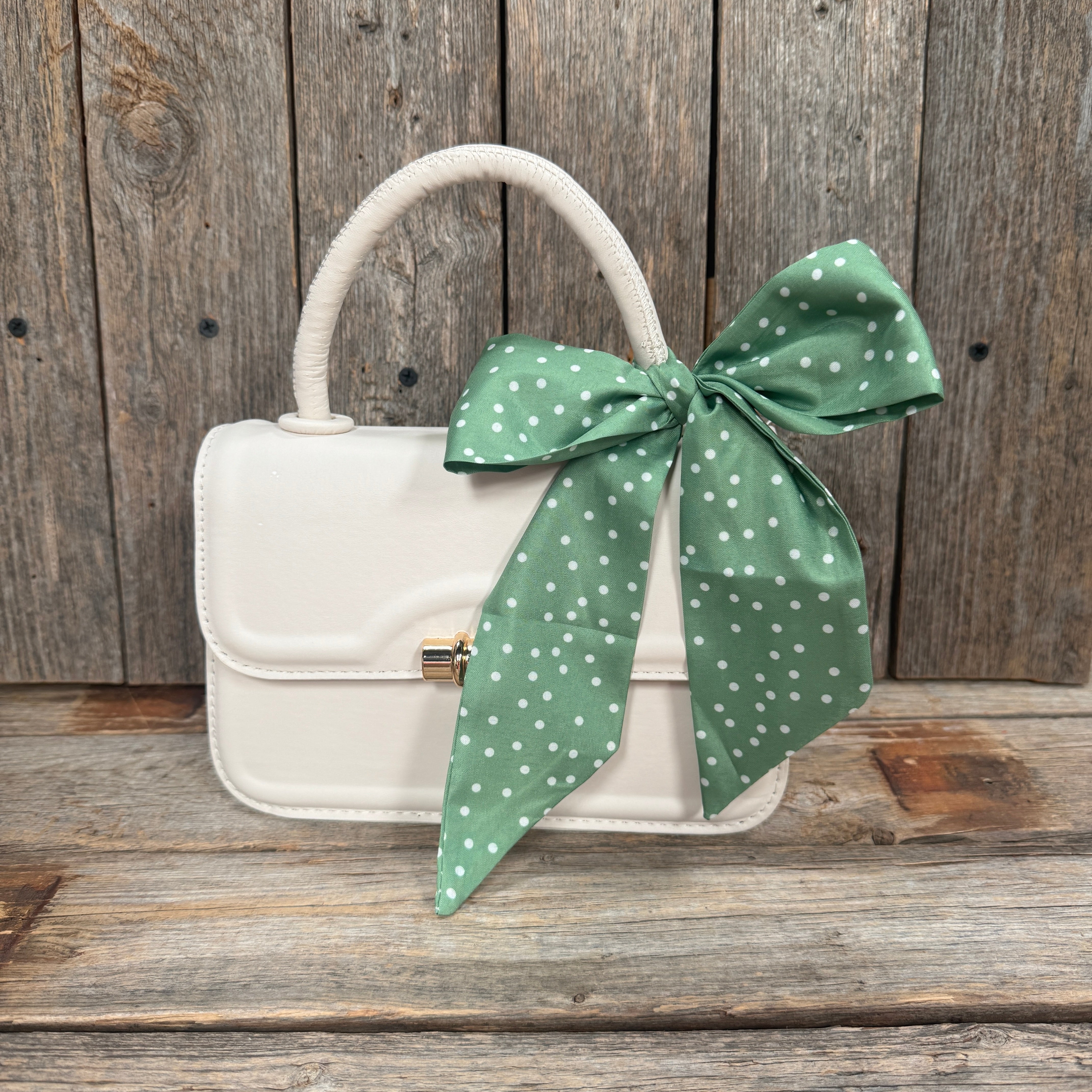 Green and White Western Skinny Mini Wild Rag Scarf / Cowgirl Necktie #TW140