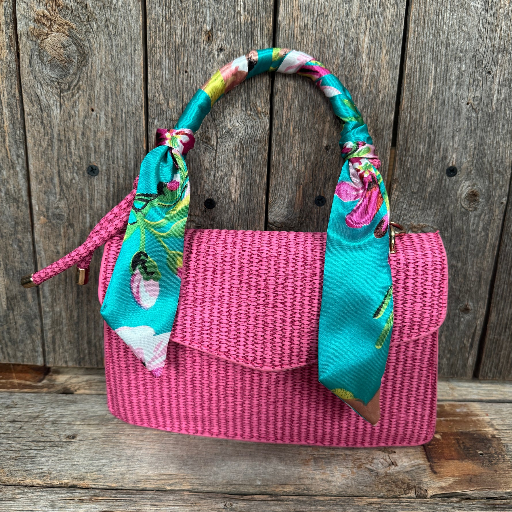 Turquoise and Pink Western Skinny Mini Wild Rag Scarf / Cowgirl Necktie #TW319