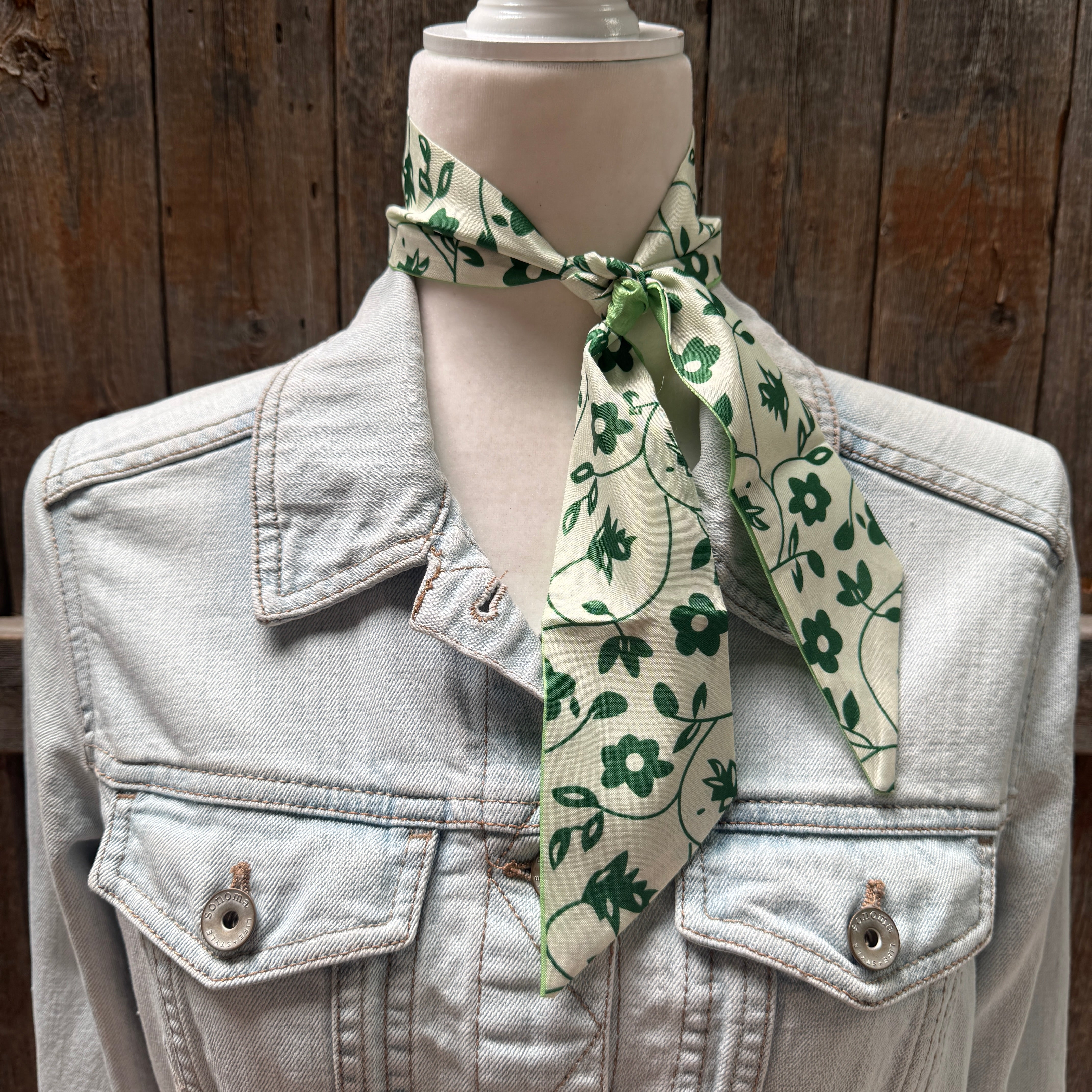 Green Western Skinny Mini Wild Rag Scarf / Cowgirl Necktie  #TW111