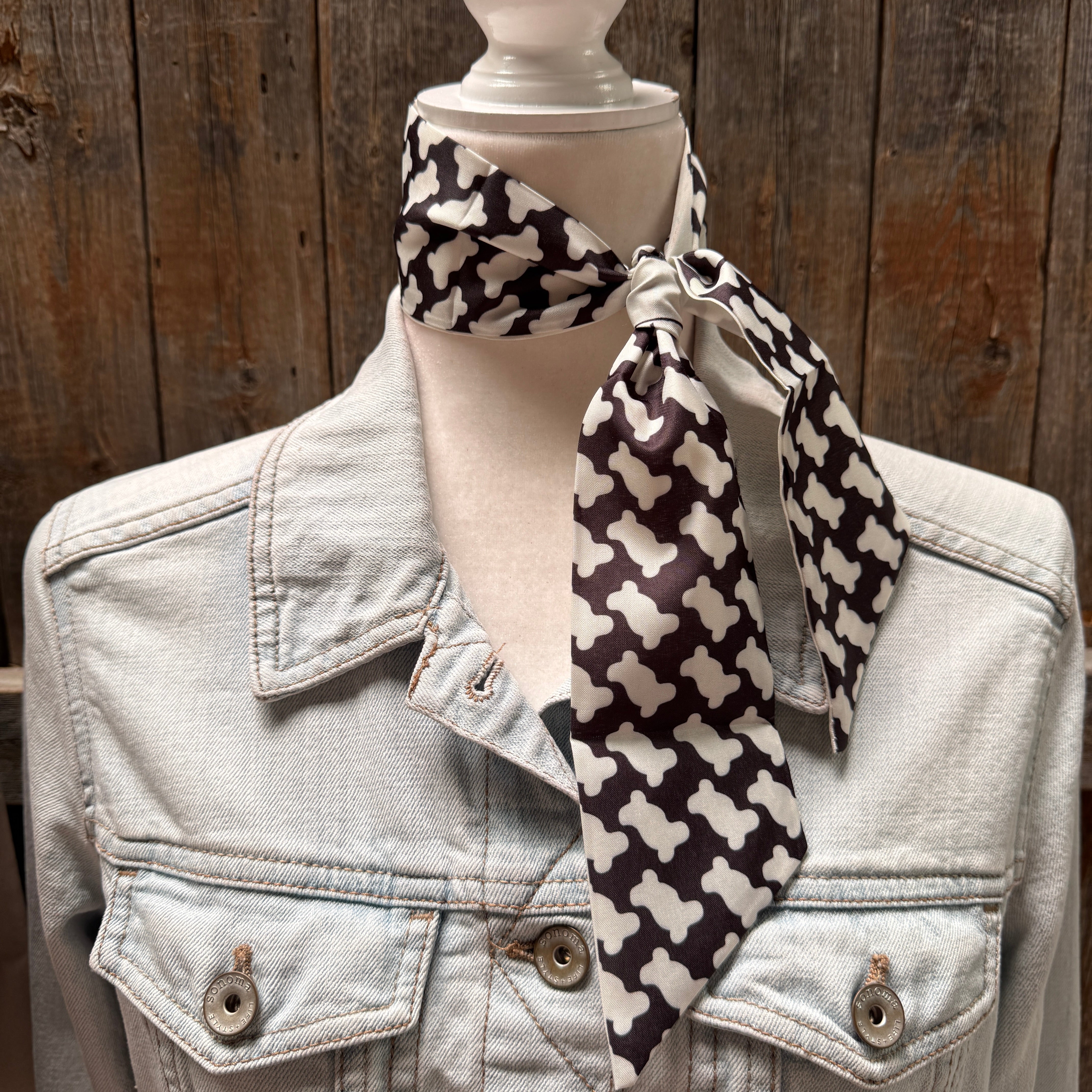 Black and White Western Skinny Mini Wild Rag Scarf / Cowgirl Necktie  #TW112