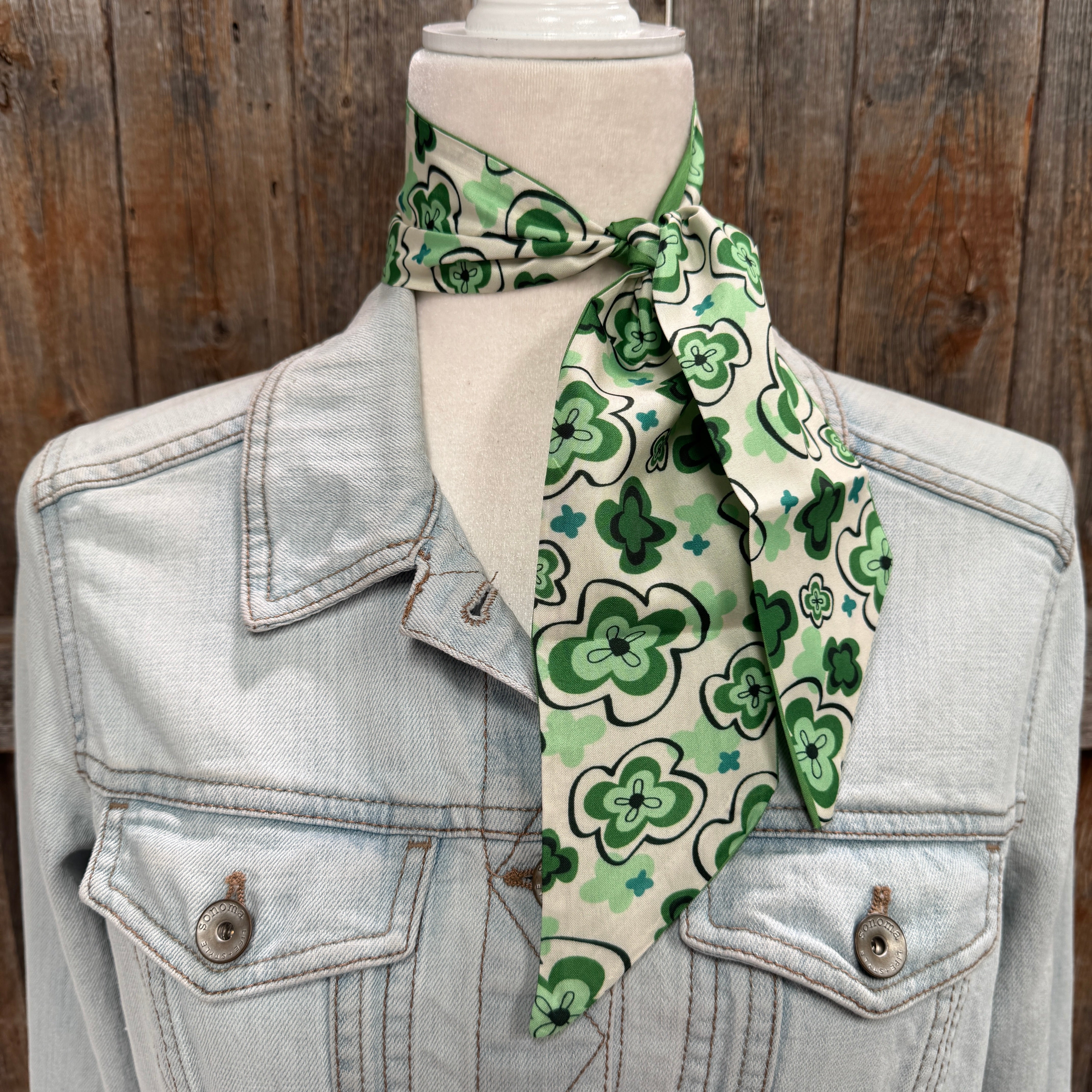 Green Western Skinny Mini Wild Rag Scarf / Cowgirl Necktie  #TW115