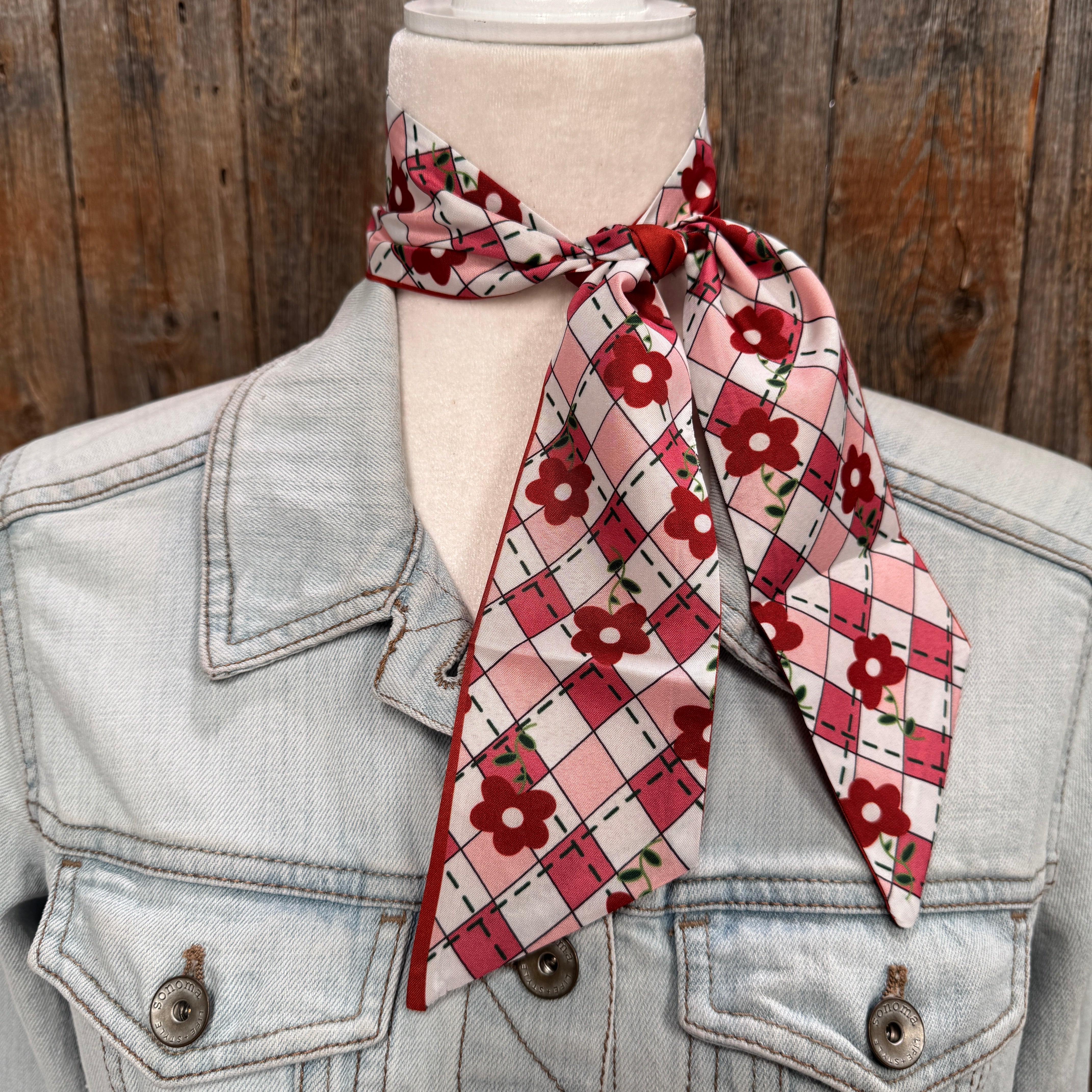 Red Western Skinny Mini Wild Rag Scarf / Cowgirl Necktie  #TW143