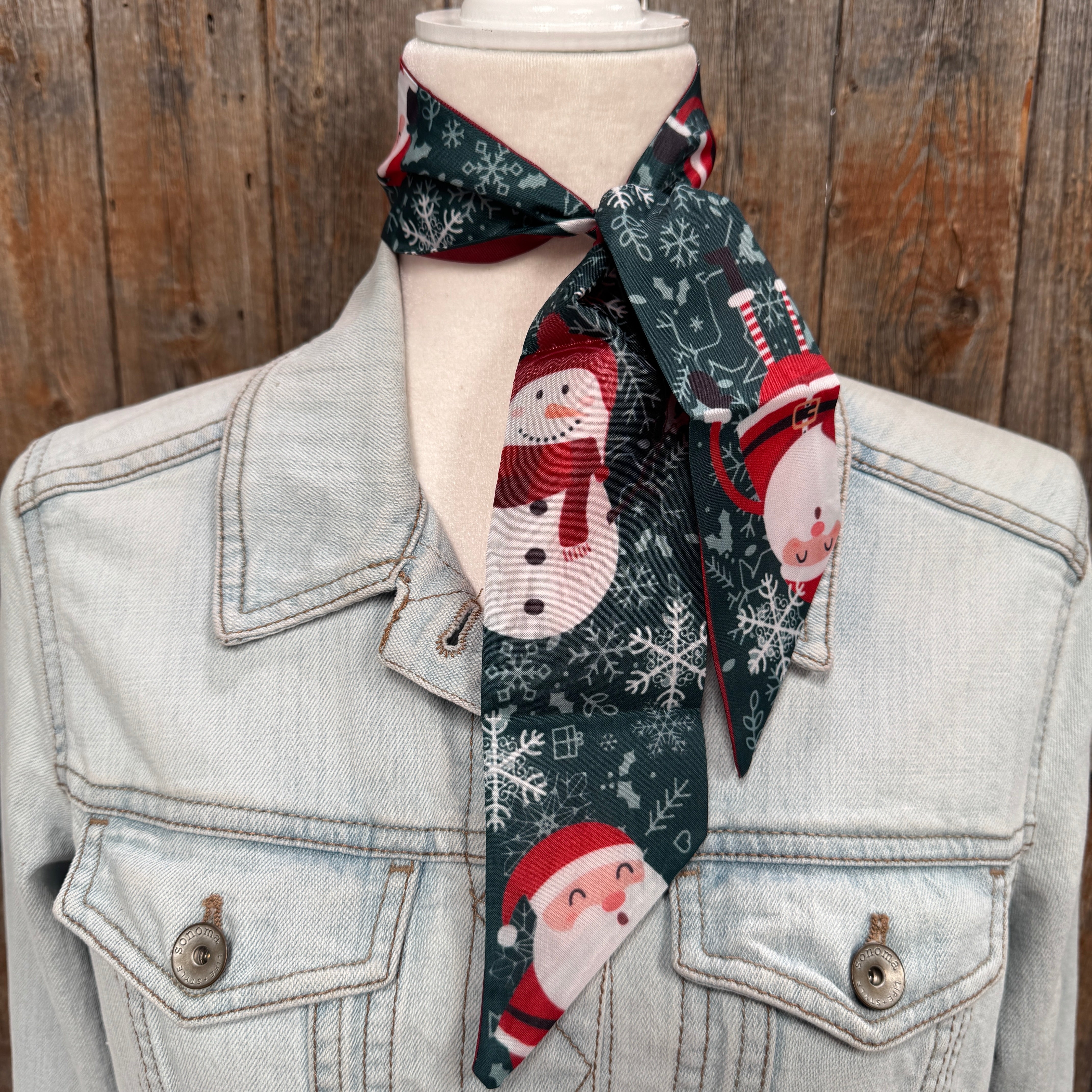 Green Holiday Western Skinny Mini Wild Rag Scarf / Cowgirl Necktie  #TW148