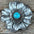 Hand Painted Leather Flowers - Carnations - Round Turquoise Cabochons