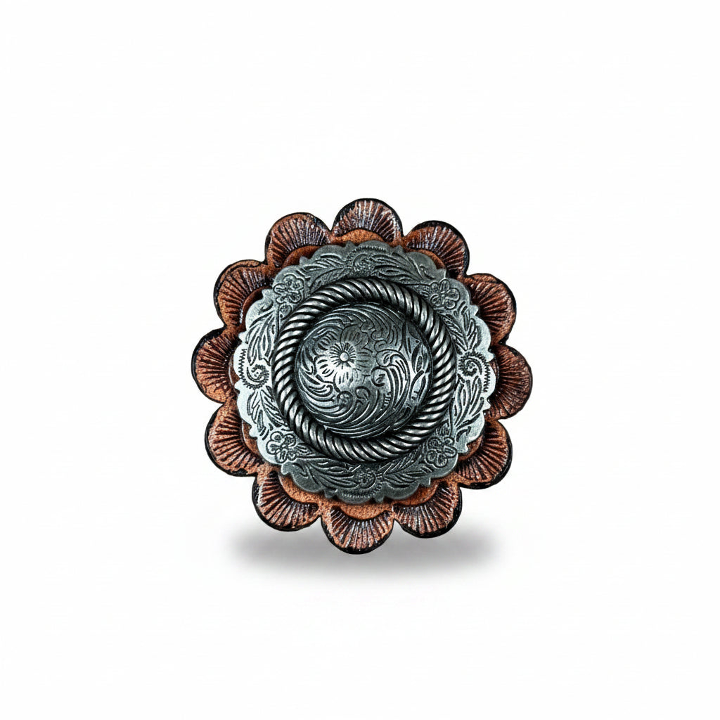 Antique Silver Round Western Concho W102